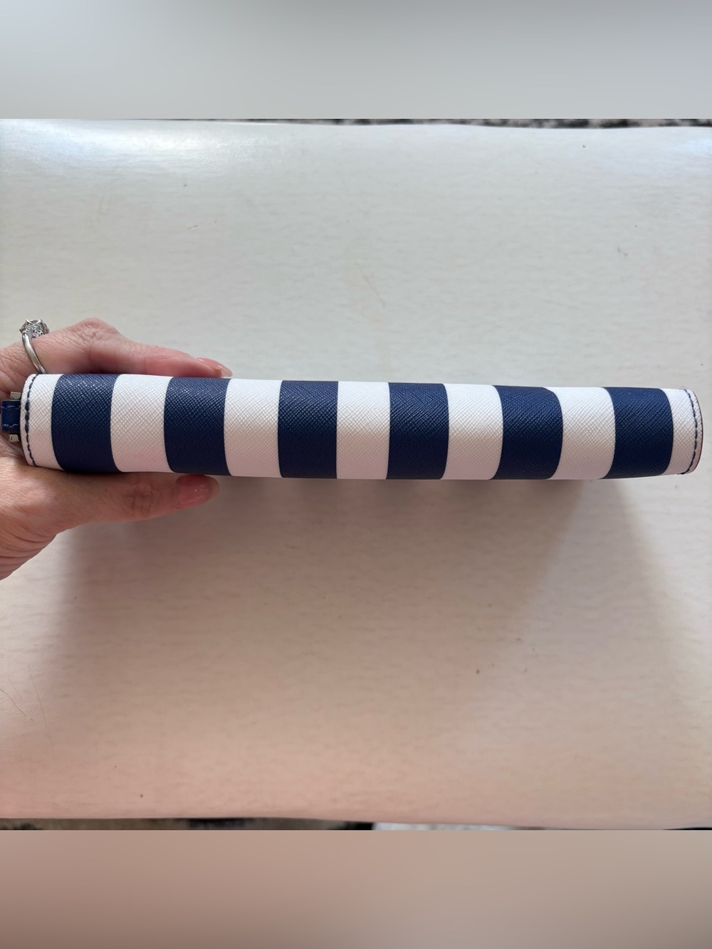 Michael Kors Navy & White Striped Long Zip Wallet EUC - Picture 6 of 11